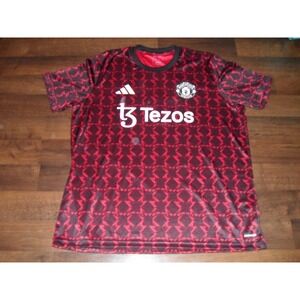 Adidas‎ Soccer Jersey Manchester United Tezos Red Black Aeroready Mens Size XXL